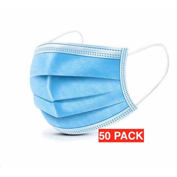 Gopremium Disposable PM2.5 Face Mouth Mask 50 Piece BLUEMASK50PACK-3 PLY - COD587